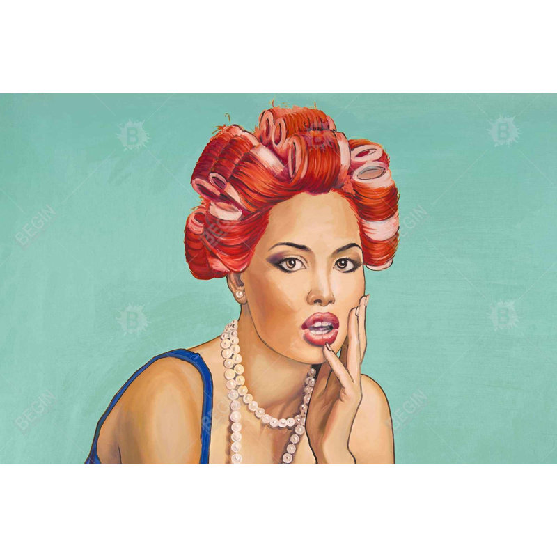 «Pin Up Girl With Curler» sur toile