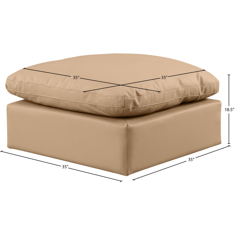 Itala Upholstered Ottoman, Tan Vegan Leather