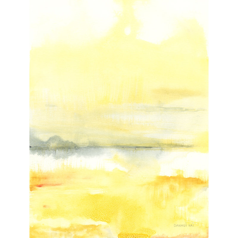 Jaune, aquarelle, abstrait, noir, blanc, doux, teinture, safran, H 16 po x l 24 po x P 1,5 po
