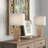 Arcola 21" Wicker Rattan Table Lamp with Knob Switch and White Linen Shade
