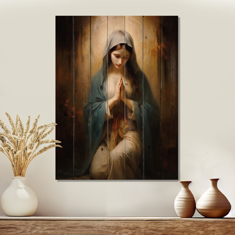Joyce - impression spirituelle sur bois de pin naturel, H 32 po x l 24 po