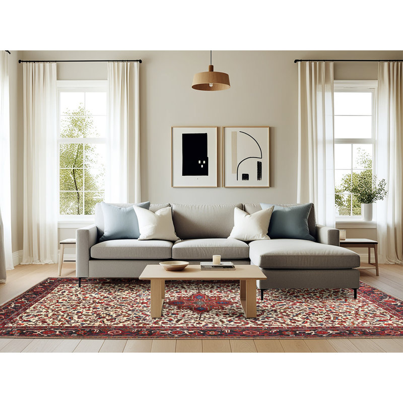 Tapis oriental rose / beige Taliah, Rectangle 6 pi x 9 pi