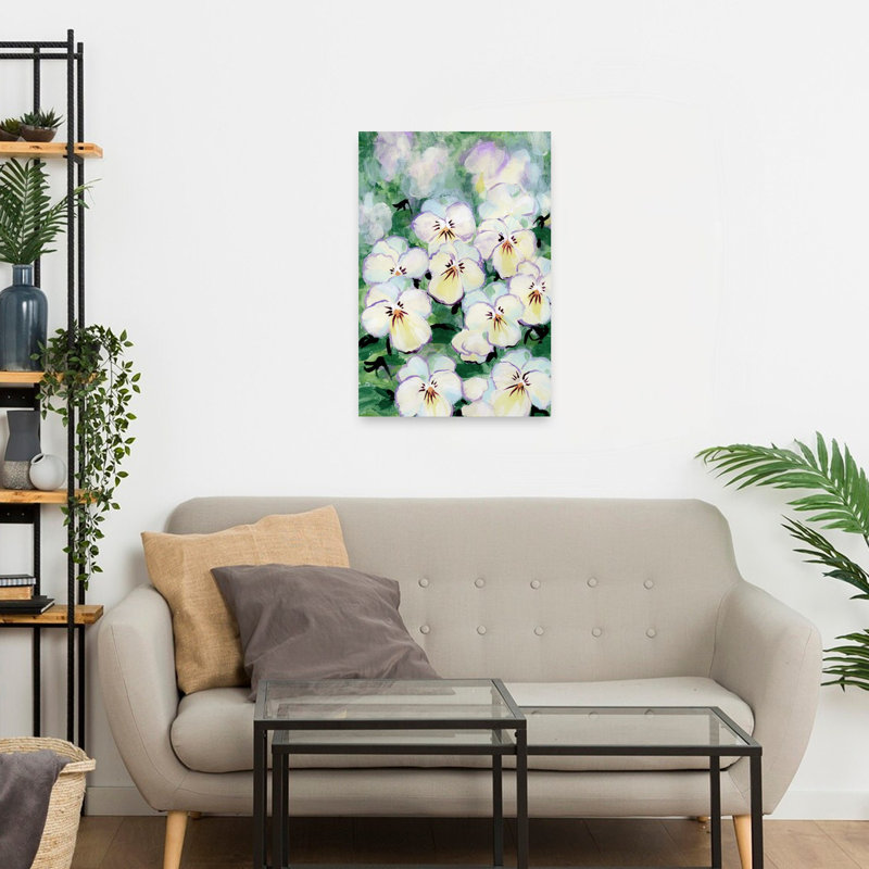 «Delicate Pansy Blooms», art mural nature délicate, 24" H x 16" W