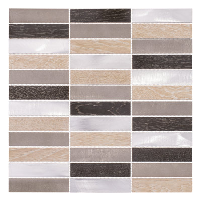 Chocolat-Stacked 1" x 4" Porcelain/Metal Grid Mosaic Kitchen Backsplash, Bathroom, Shower, Wall and Floor Tile