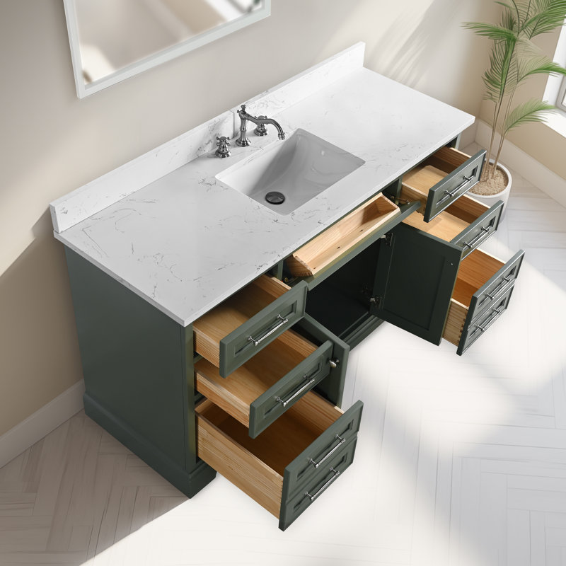 Ensemble de meuble-lavabo simple 60 po Aanayah, Vert rétro