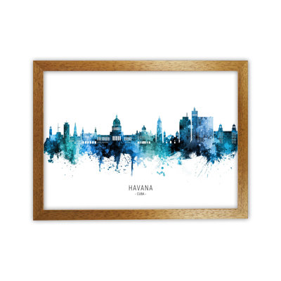 Havana Cuba Skyline Blue City Name by Michael Tompsett - Print