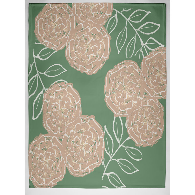 Jeté à imprimé floral, L 60 po x l 50 po, Plante grasse (vert / taupe)