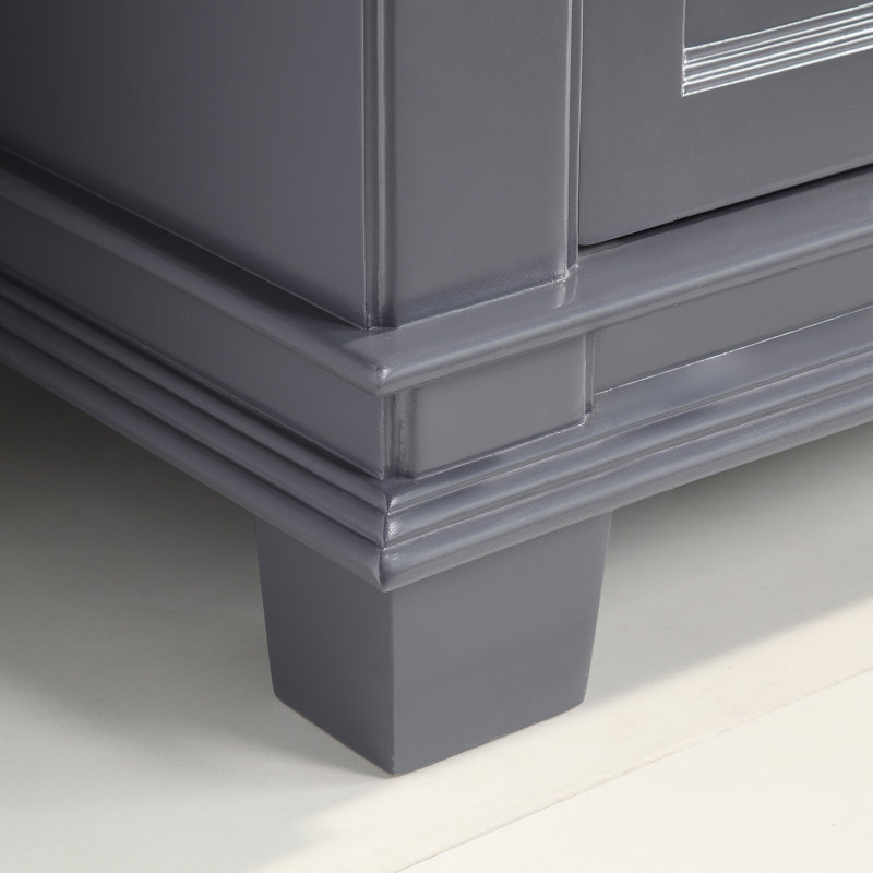 Meuble-lavabo autoportant gris anthracite avec plateau en marbre de Carrare l 36 po x 22 po Aiyza, Gris