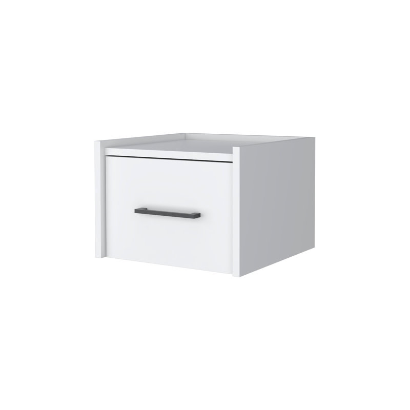 Table de chevet blanche flottante murale, Blanc