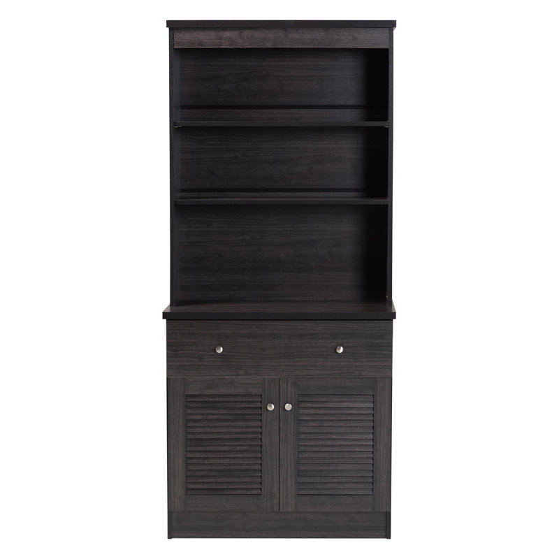 Cleoma Sideboard with Bar Hutch in Dark Brown Finish, 70.2'' H X 31.2'' W X 15.6'' D