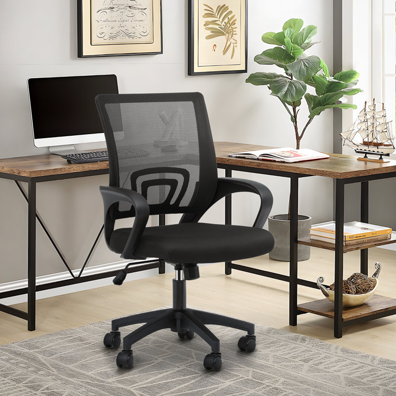 Fauteuil de bureau ergonomique pivotant, support lombaire réglable, hauteur et fonction d'inclinaison, conception confortable pour une productivité toute la journée