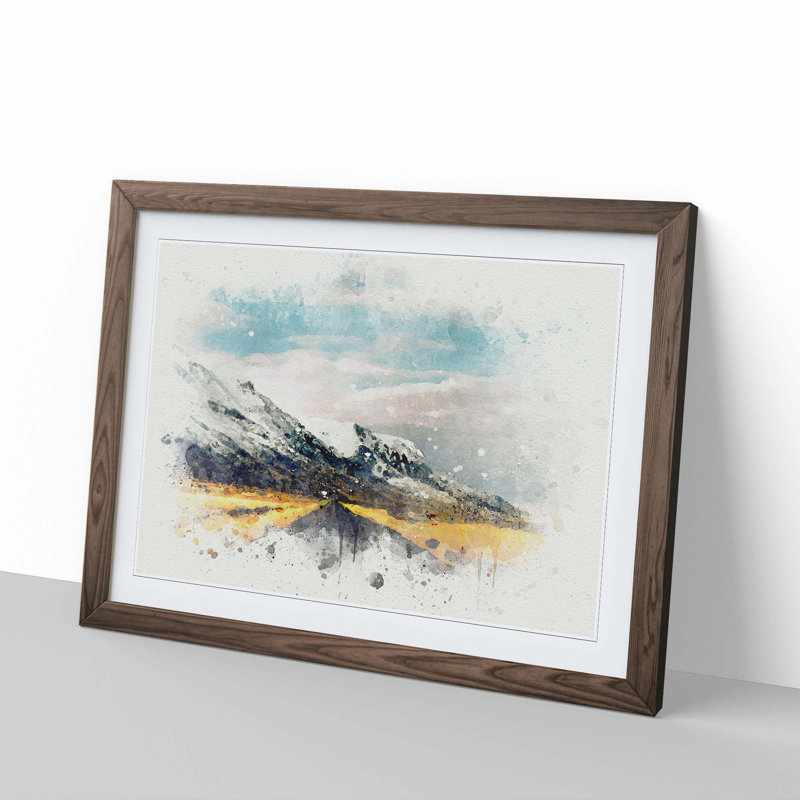Road to the Mountains in Iceland in Abstract - Picture Frame Graphic Art Print, 35cm H x 50cm W x 2cm D, Walnut