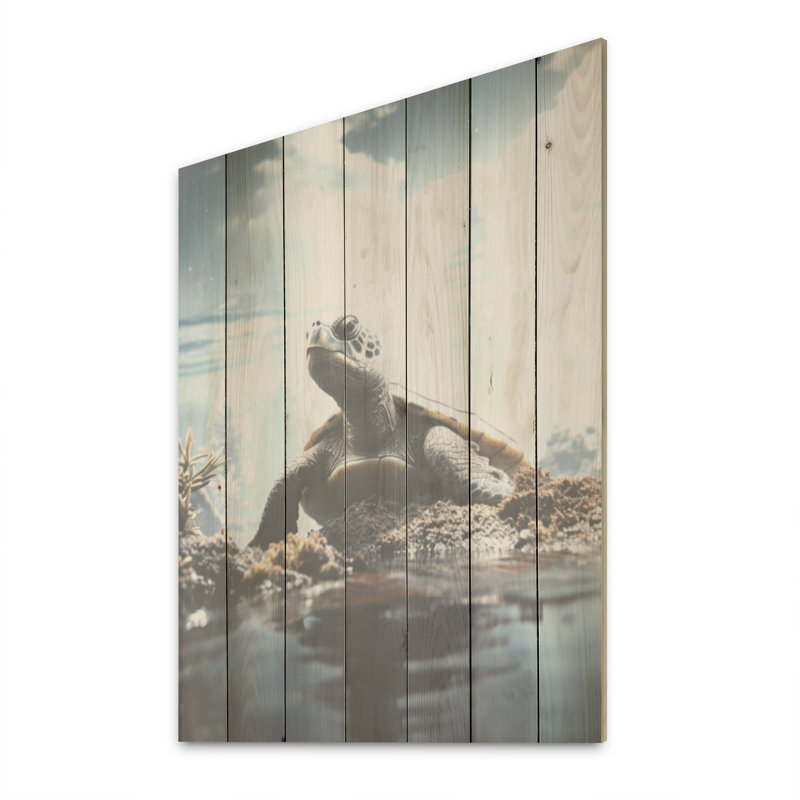 Représentation minimaliste d'une tortue - art mural panneau de bois de tortue sur bois de pin naturel, H 20 po x l 10 po