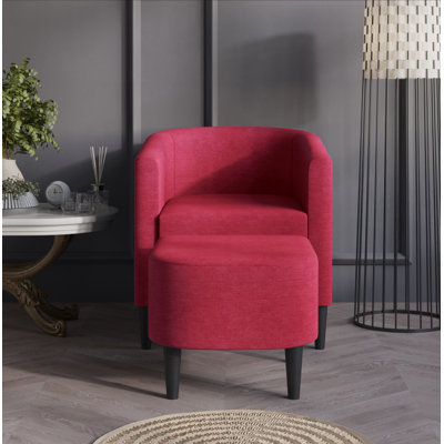 Upholstered Armchair and Ottoman Set