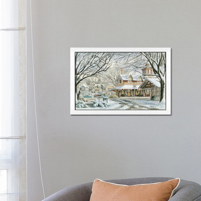 Waiting For The 4:15 by Stanton Manolakas - Print on Canvas, 101.6 cm H x 66.04 cm W, White Framed