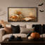 Art sur toile orange citrouille orange et fleurs séchées sur table rustique-978503048