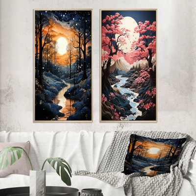 " Peach Forest Monochrome Canopy " 2 - Pieces