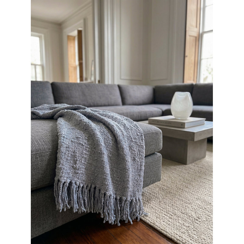 Cozy Cotton Boucle Blanket, Breezy Blue