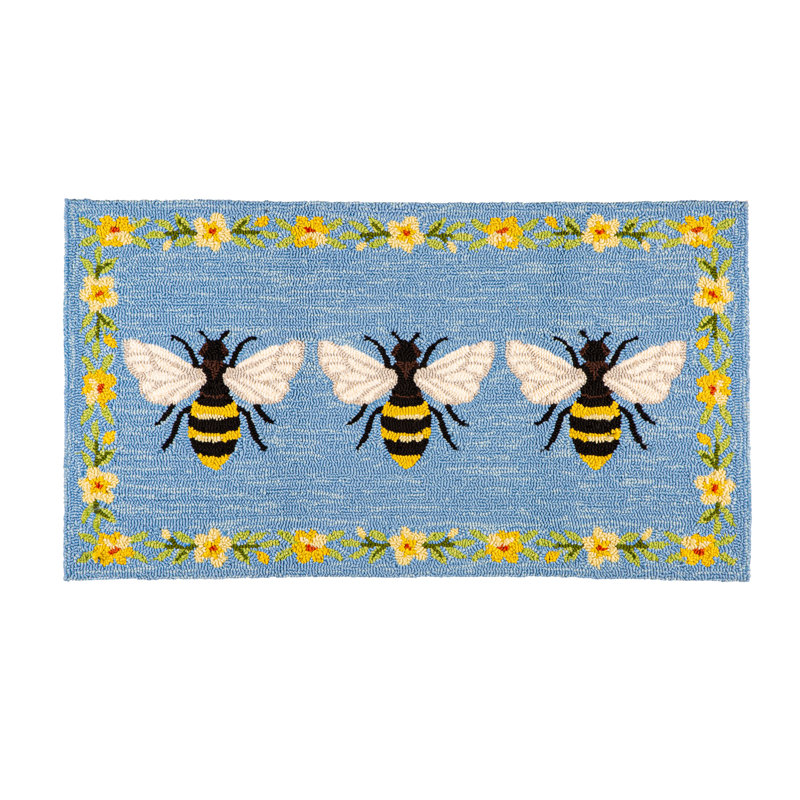 Tapis décoratif en polypropylène crocheté intérieur / extérieur 24 po x 42 po Caitlynd
