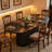 Extendable Black Curved Dining Table, 55.2-70.98 Inches, Striped Legs, Suitable For Living Room And Kitchen.-1418908234