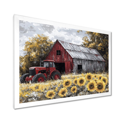 Dorea Country Side Sunflowers with Tractor Farm IV - ferme, art mural
