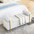 Upholstered Linen Storage Bench with Cylindrical Arms and Iron Legs-1523623941