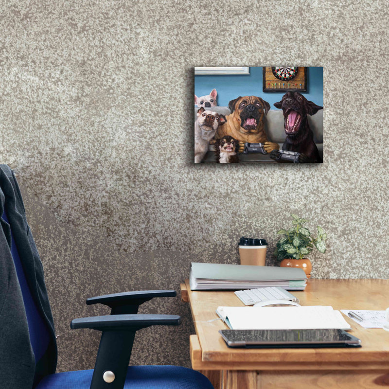 «Gamers» par Lucia Heffernan, reproduction sur toile tendue, H 12 po x l 16 po x P 0,75 po