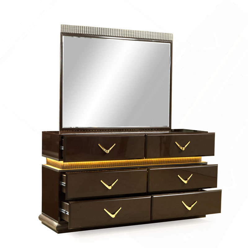 Commode à 6 tiroirs de style moderne en bois brun