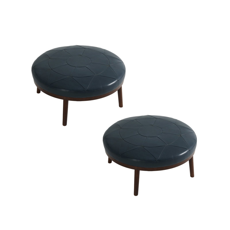 93.2Cm Wide Rectangle Footstool Ottoman(Set of 2), Navy Blue
