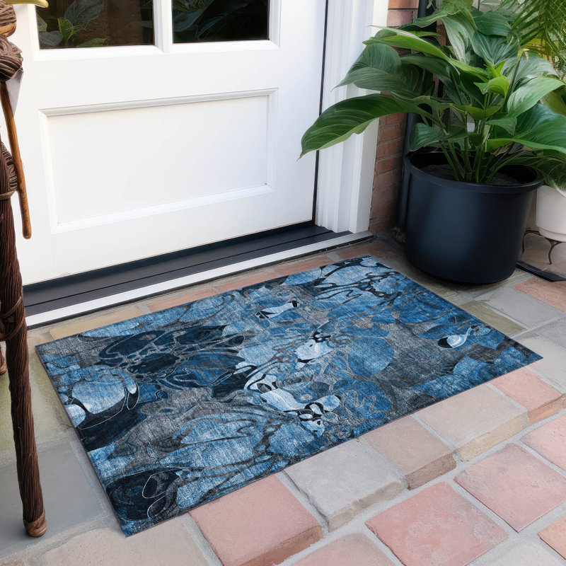 Altair Synthetic Floral Indoor / Outdoor Rug, Rectangle 1'8" x 2'6"
