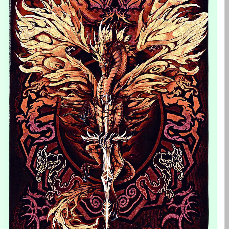 Dragonfire Fantasy Tapestry Throw - 100% Cotton, 72x54 Inches