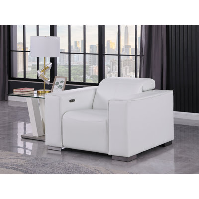 Luxurious  Genuine Leather Power Reclining Chair With Power Headrest