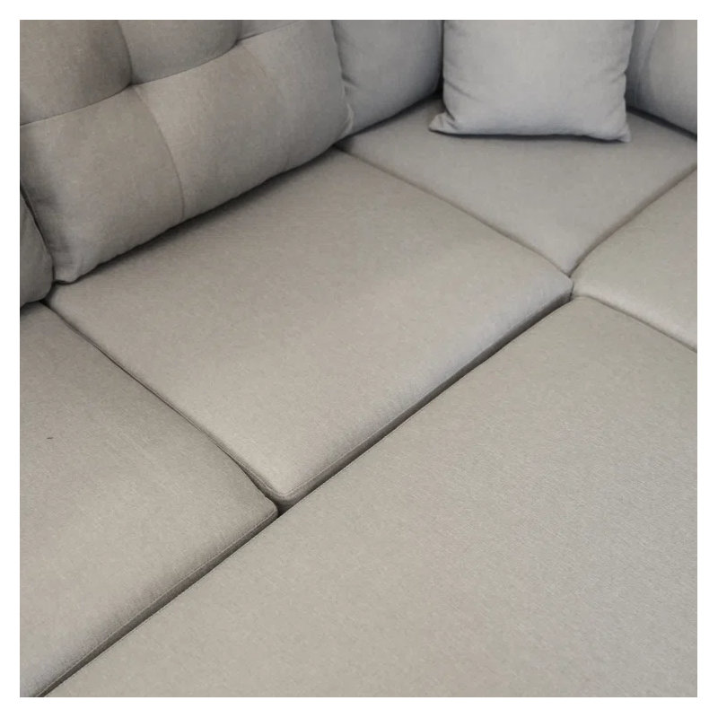 Canapé modulaire rembourré 7 pièces Yvonne, Mélange de lin gris clair