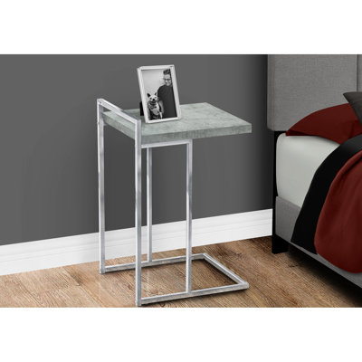 Table d'appoint de chambre à coucher avec plateau en stratifié gris et structure en métal pour décorer les espaces de vie à poignées robustes