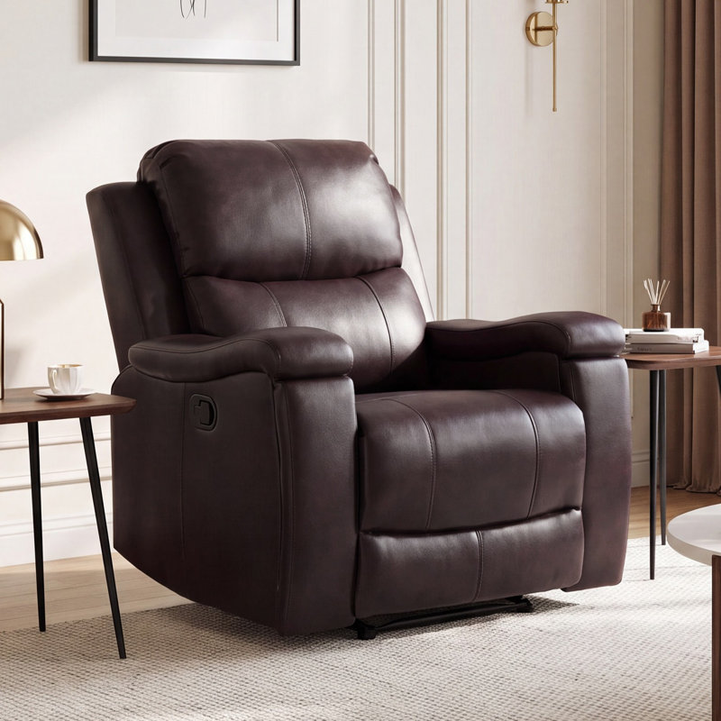 Fauteuil inclinable en similicuir 37 po Emony, Espresso