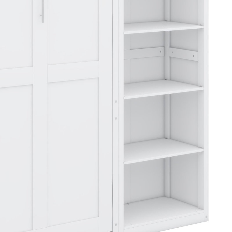 Lit escamotable mural Ell Elletsville avec tablettes, Blanc, Grand