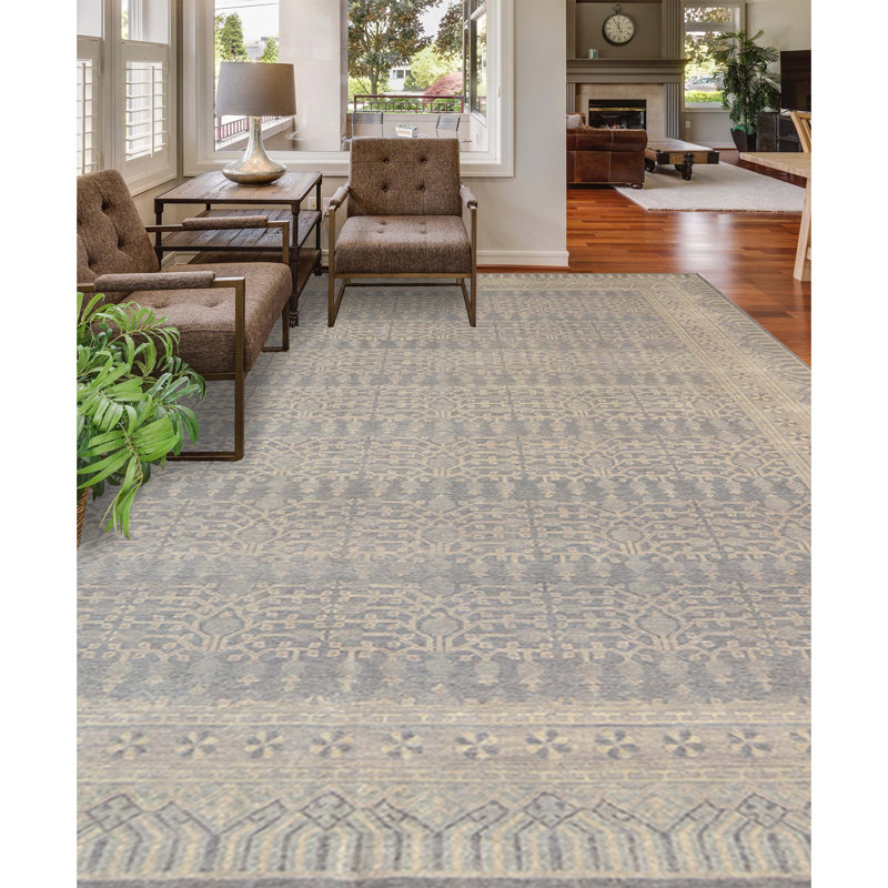 Wool Moroccan Area Rug in Light Gray, Rectangle 2' x 3'