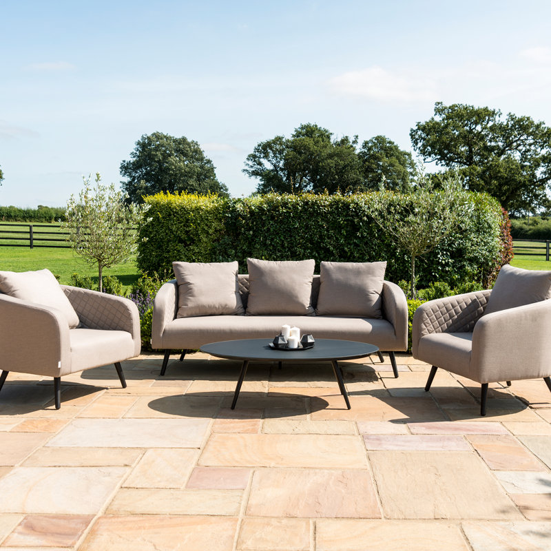 Mentor Outdoor Fabric 3 Seat Sofa Set, Black