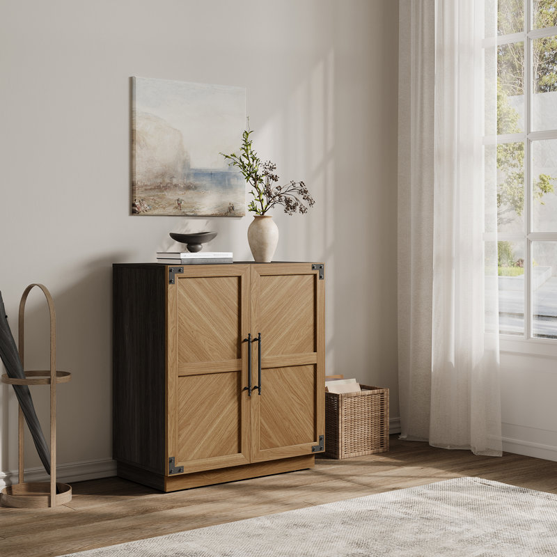 Buffet de 30,7 po de largeur avec tablette réglable et armoire de rangement, Brun / Noir