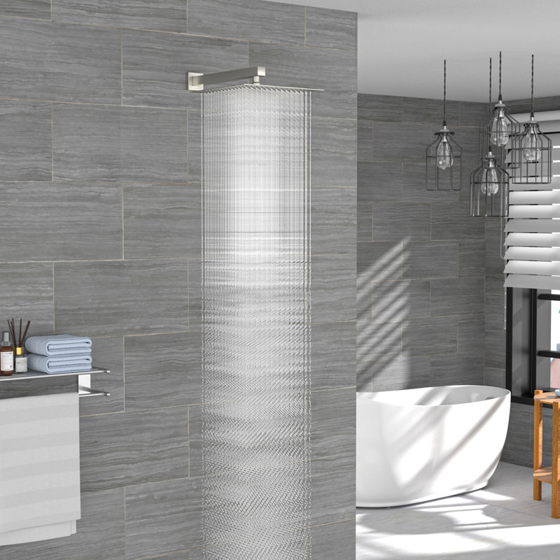 Pomme de douche 12 pouces, acier inoxydable, carré, Nickel brossé