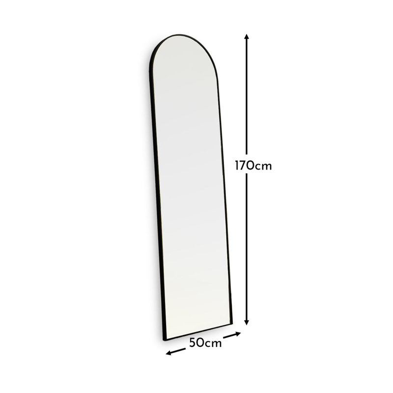 Symari Full Length Arch Mirror, Black, 170 cm H x 50 cm W