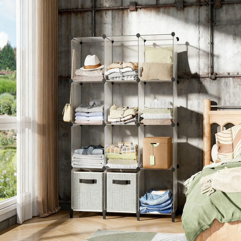 12-Cube Closet Organizer And Storage Shelf Unit, Modular Cube Storage Organizer With High Stability, For Bedroom, Office, Kids Room, Bathroom