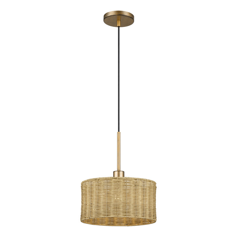 Luminaire suspendu feuille d'or antique 1 lumière Weavington, H 19,75 po x l 12 po x P 12 po