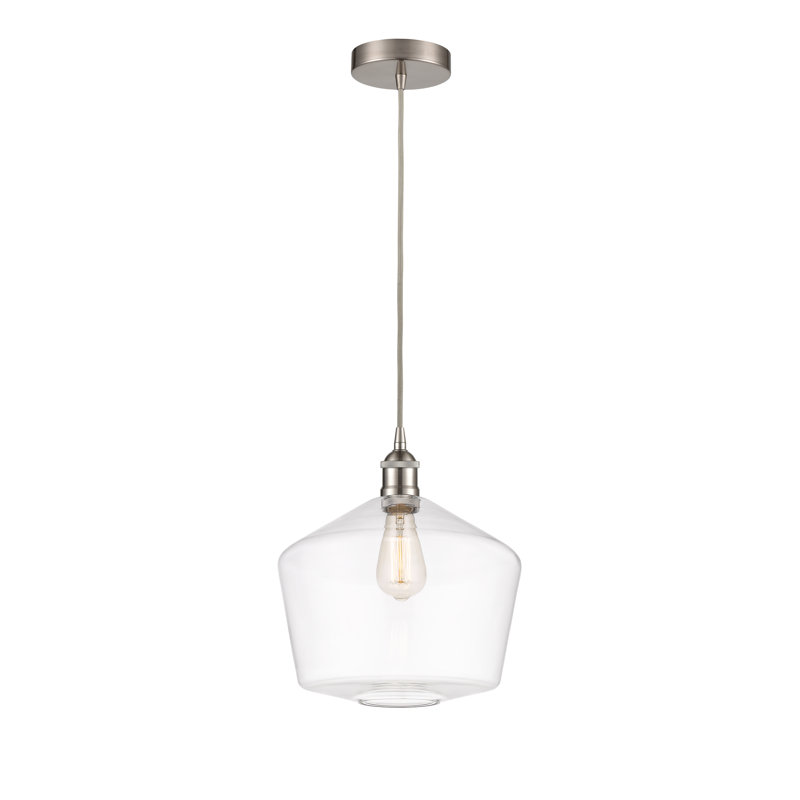 Luminaire suspendu 1 lumière Gabbie, Transparent, Nickel satiné brossé