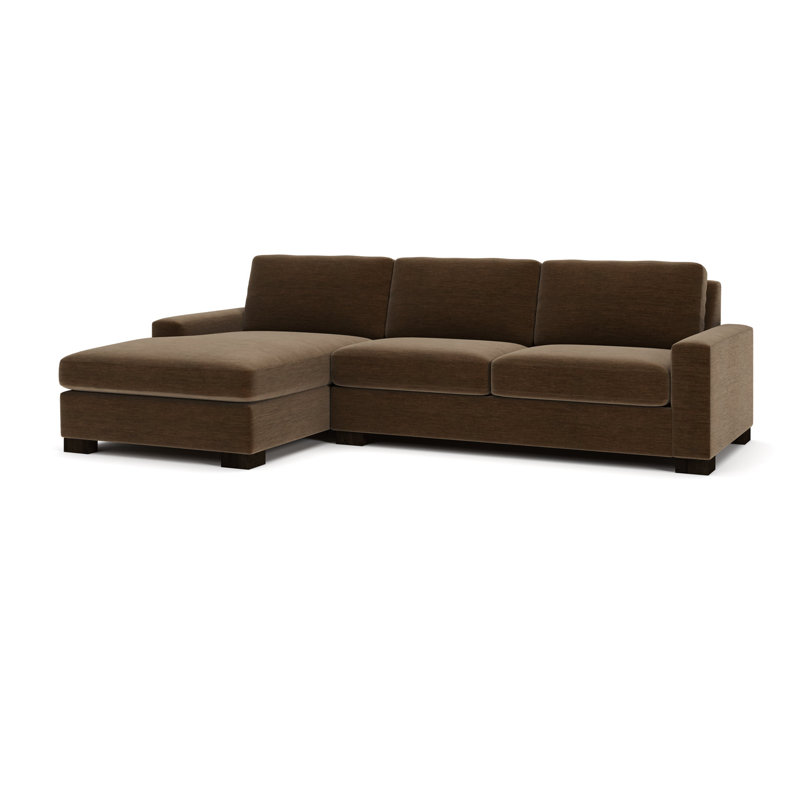 Jonie 115" 2-Piece Upholstered Chaise Sectional, Left Hand Facing, Nave Bark Performance Distressed Velvet