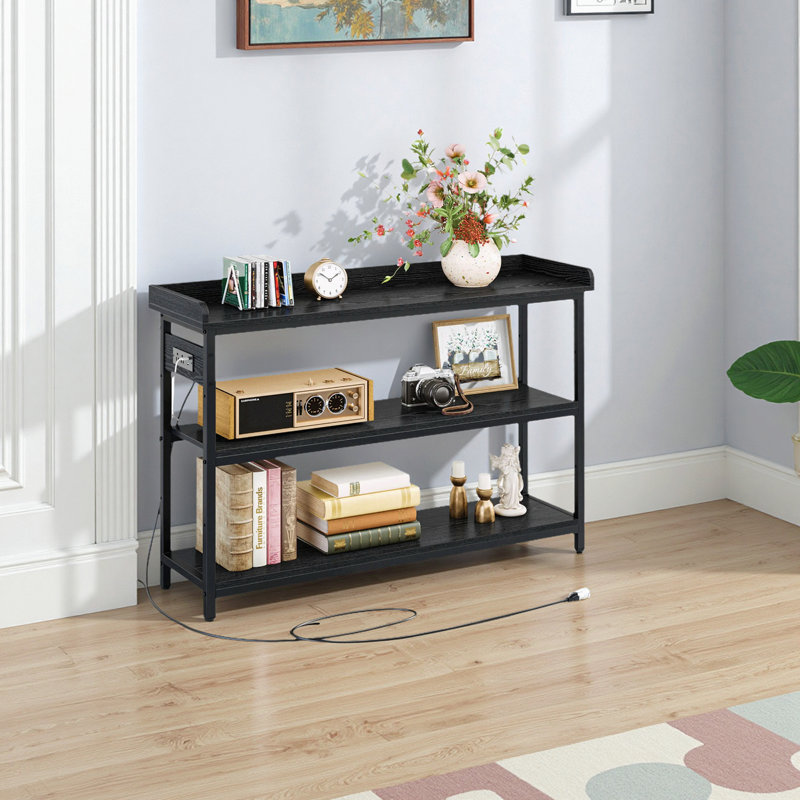 Console avec prises de courant, H 33 po x l 43 po x P 13,8 po, Noir rétro