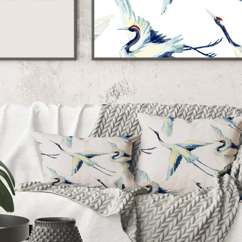 Coussin Asian Asian Crane, 16" x 16"