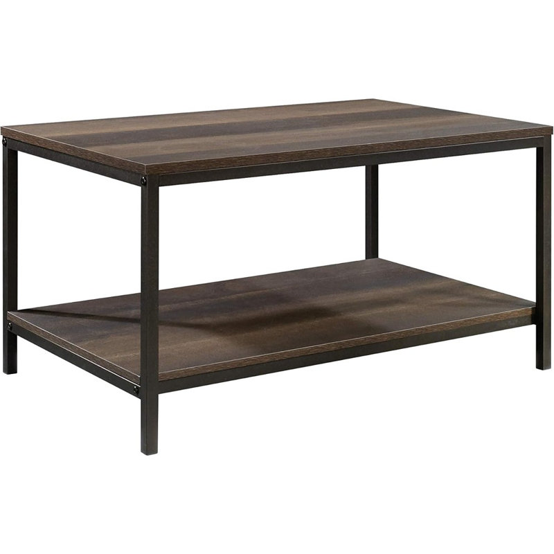 Sleek Industrial Smoke Oak Coffee Table with Metal Frame