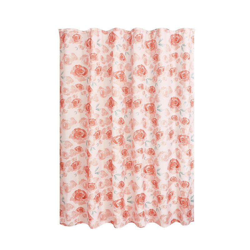 Rideau de douche en polyester iDesign Watercolor Floral - 12 boutonnières renforcées - 72 po x 72 po - Pêche