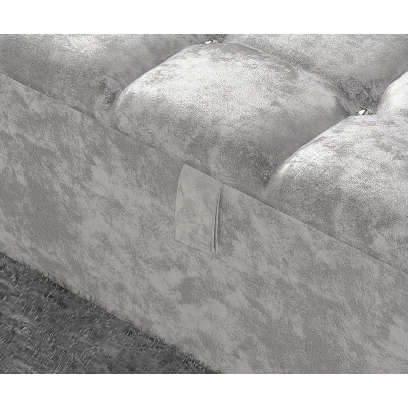 Ontario 102cm Wide Rectangle Geometric Standard Ottoman with Storage, Silver